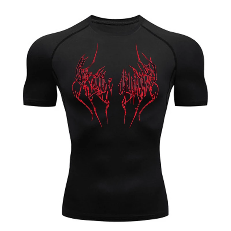 New Summer Running T-Shirt Men Short Sleeve Compression Shirt Gym Sports Top Black Quick Dry Breathable MMA Fitness Clothing