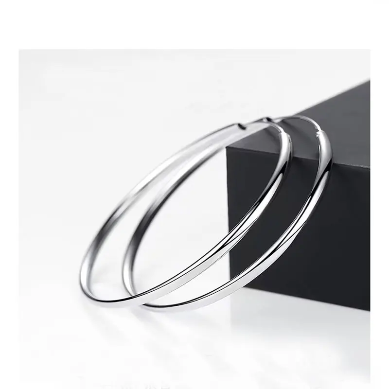 Somila 2022 Punk Mode 70mm Durchmesser Große Hoop Ohrringe Für Frauen S925 Ohrringe Brincos Schmuck Zubehör 3,0 MM Cерьги kольца – Detail 6