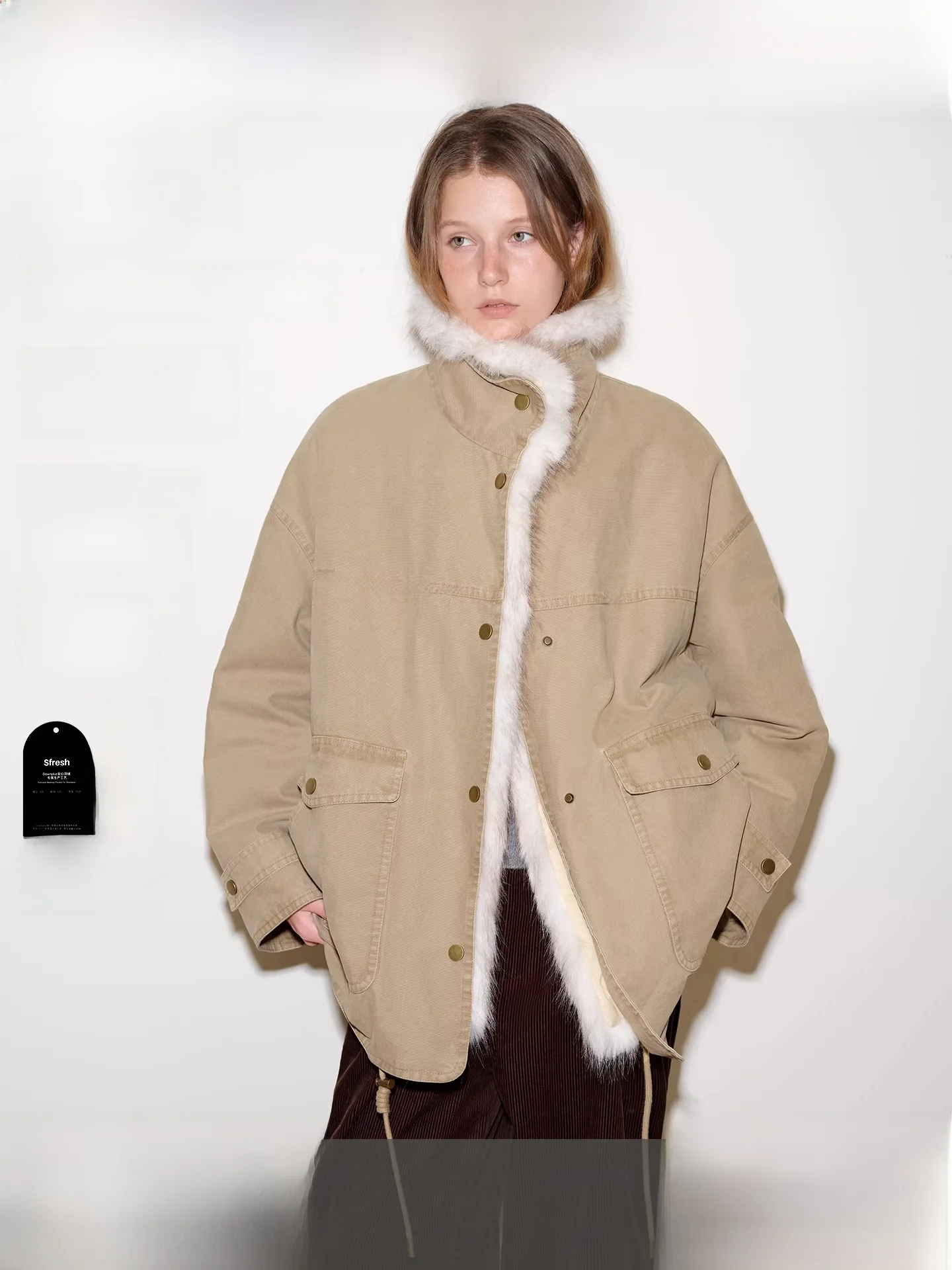 

Зимняя женская парка Fano Adventurer с наполнителем из утиного пуха, корейский стиль, 90% пуха, белая, с зубчатой отделкой из овчины, для повседневной носки