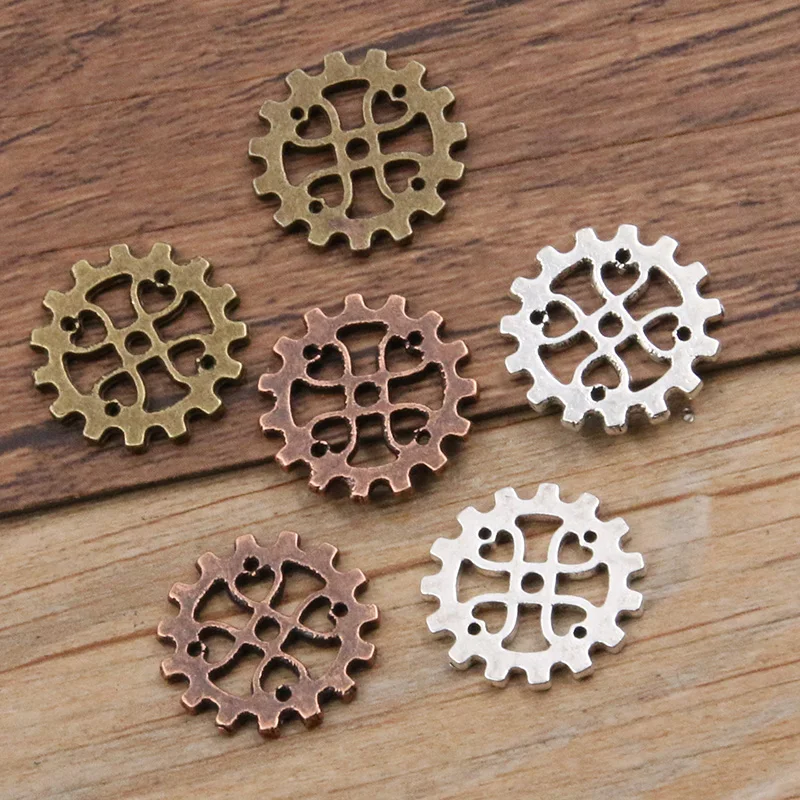 20PCS 18mm Three Color Vintage Metal Zinc Alloy Small Steampunk Gear Charms Fit Jewelry Pendant DIY Makings