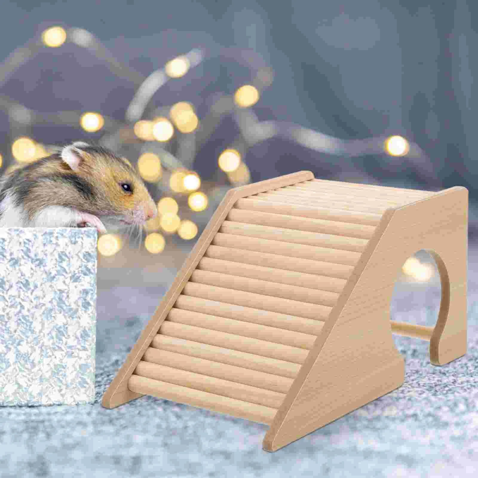 

Wooden Hamster Toy Ladder Natural Safe Wood Small Pets Hideout Cage Guinea Pig Ramp Hamster Hut Houses Squirrel House Toys