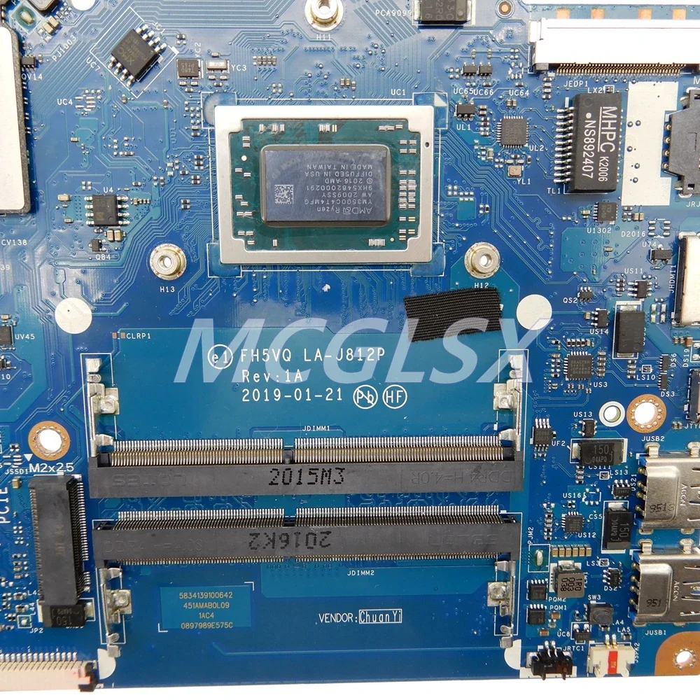 FH5VQ LA-J812P with CPU R5-3550H GPU GTX1650 GPU Laptop Motherboard For Acer A715-41G A715-41 Notebook Mainboard Test OK Used