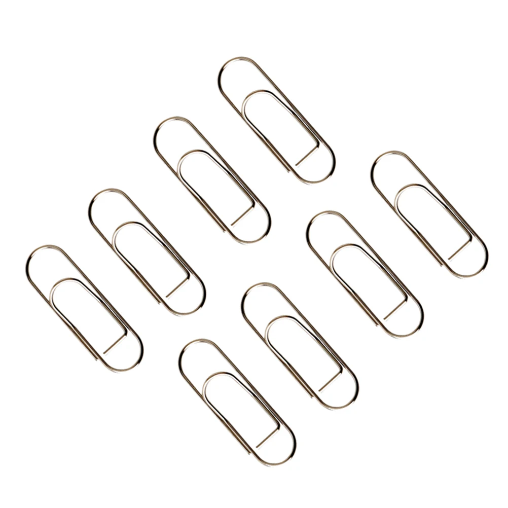 8pcs Metal Paper Clips Silver Plating Shaped File Clamps For Office School Home Document Money Holder Organizer Paperclips