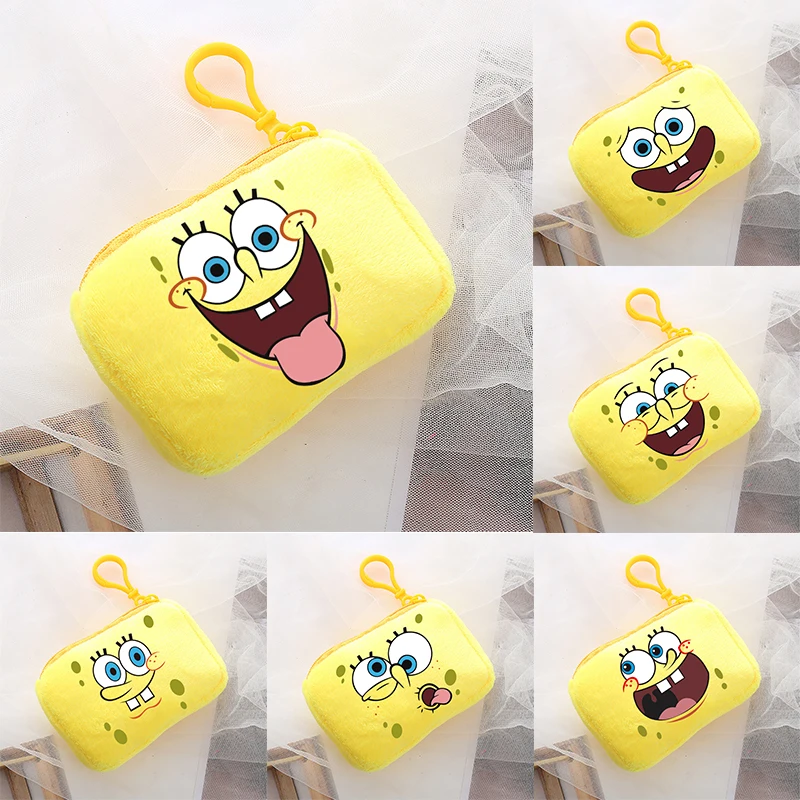 New Spongebob Plush Coin Purses Kawaii Cartoon Printed Storage Bags Cute Boys Girls Square Mini Handbag Children Birthday Gifts