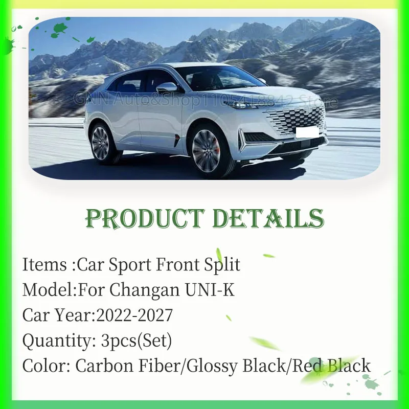 Car Front Bumper Split Lip For Changan UNI-K 2022-2027 ABS Anti-collision Sport Bumper Reinforcement Decoration Auto Accessories