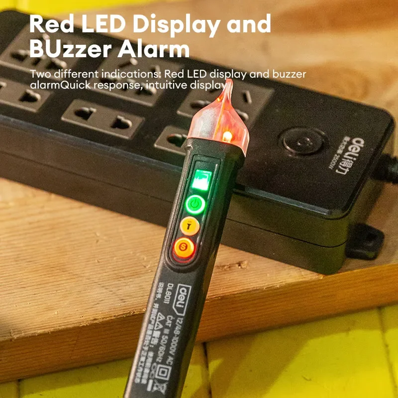 Imagem -03 - Deli-intelligent Voltage Tester Pen Voltímetro Power Detector Chave de Fenda Indicador Lápis Teste de Indução sem Contato Indicador 1000v