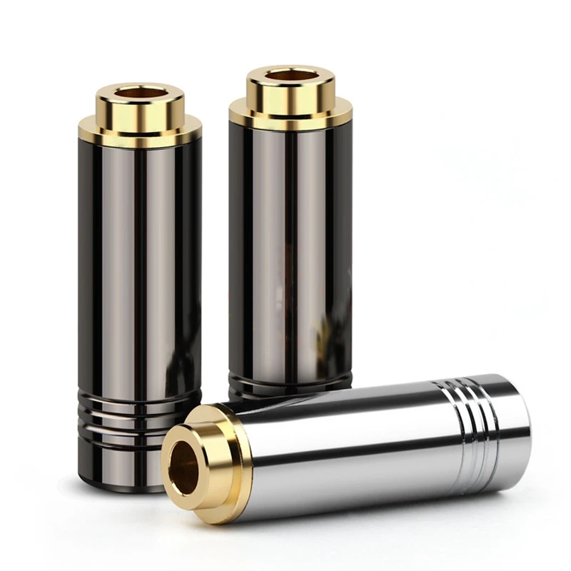 (ABGQ) Female Jack Audio Plug Balanced Stereo Earphone 4.4mm 5 Pole Metal Adapter Wire Connector for Headphone Black