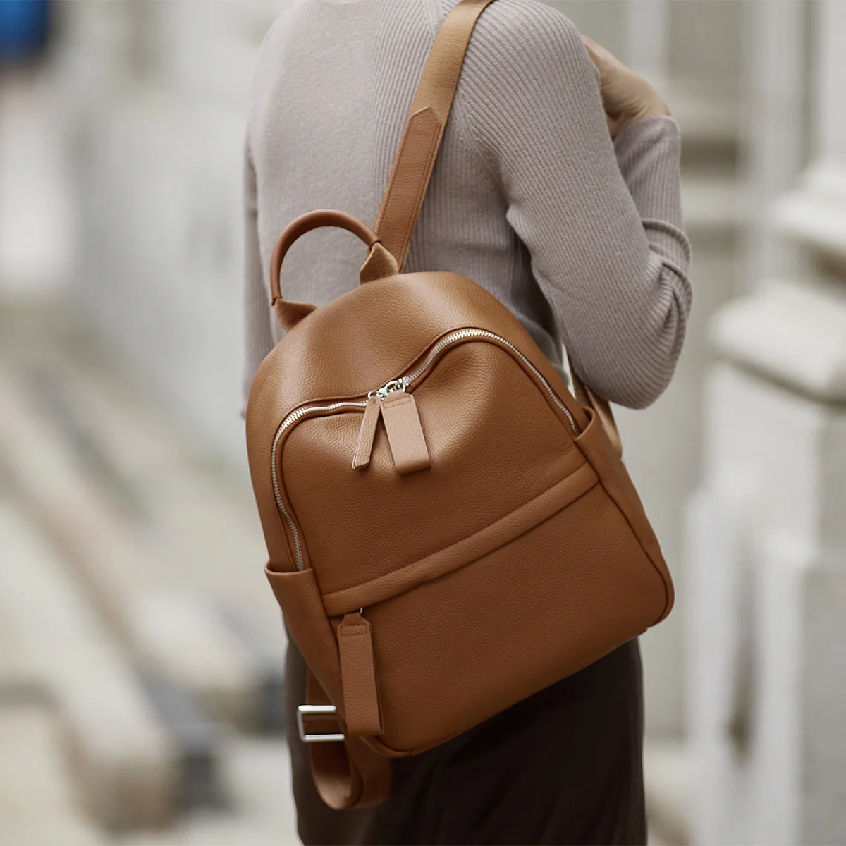 Limited & New ZOOLER Cow Leather Backpack Brown Large Capacity Women Backpack Solid College Girl &Travel Bag#SC1671