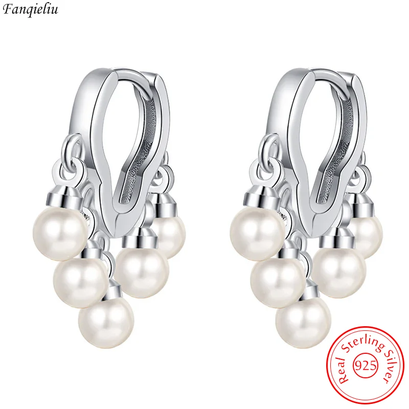 

Fanqieliu Solid 925 Sterling Silver High Quality Wedding Jewelry Fashion Multiple Pearl Drop Earrings For Women New FQL23240