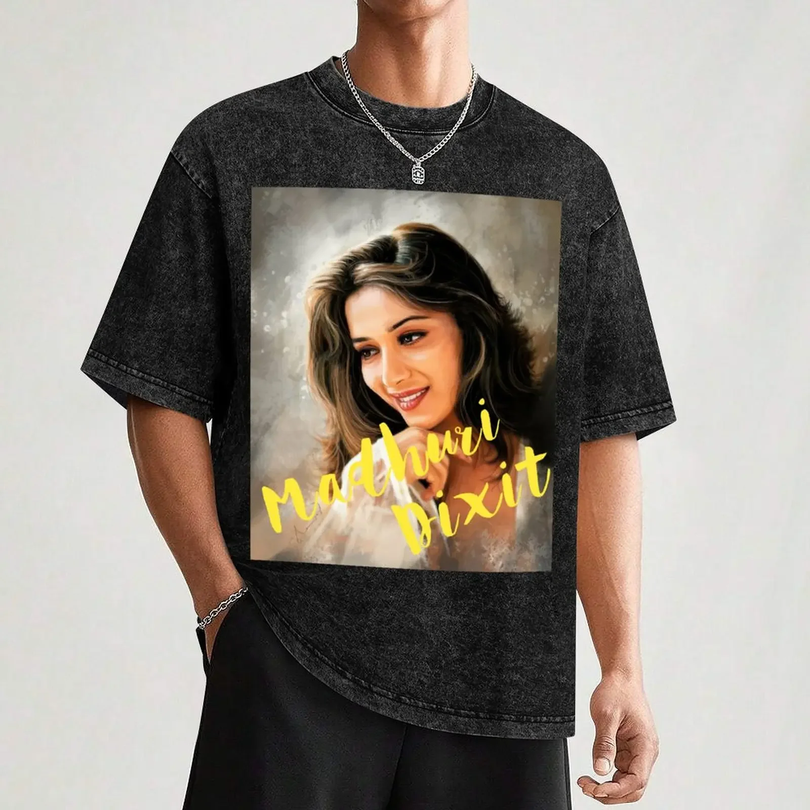 Madhuri Dixit اللوحة تي شيرت فاخر مصمم الفراغات كبيرة الحجم تي شيرت رجل فضفاض قمصان رجالي مصمم تي شيرت