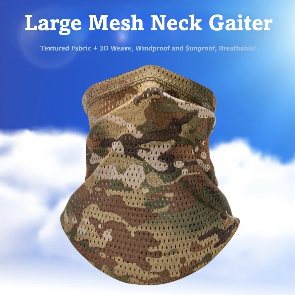 Multi-Functional Large Mesh Holes Face Towel Breathable Neck Gaiter Moisture Wicking Quick Dry Neckerchief Outdoor Sports