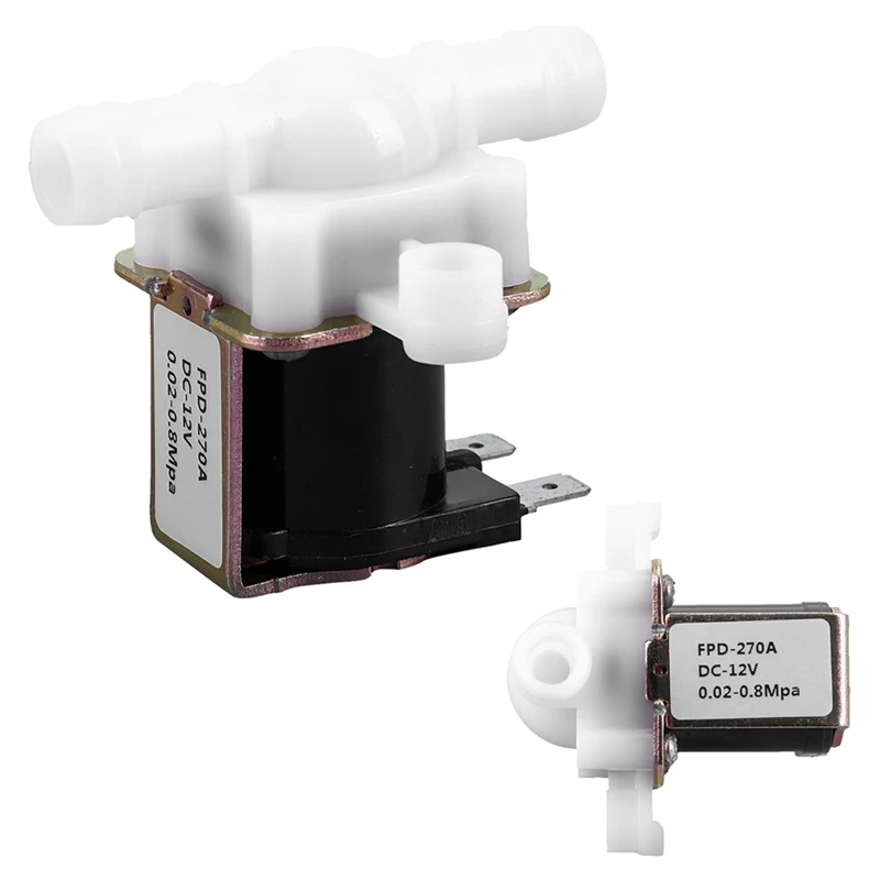 DTA4-3/8Inch 12VDC Hose Barb Electric Solenoid Valve Plastic Body 12-Volt DC For Automatic Faucets Drinking Fountains-No
