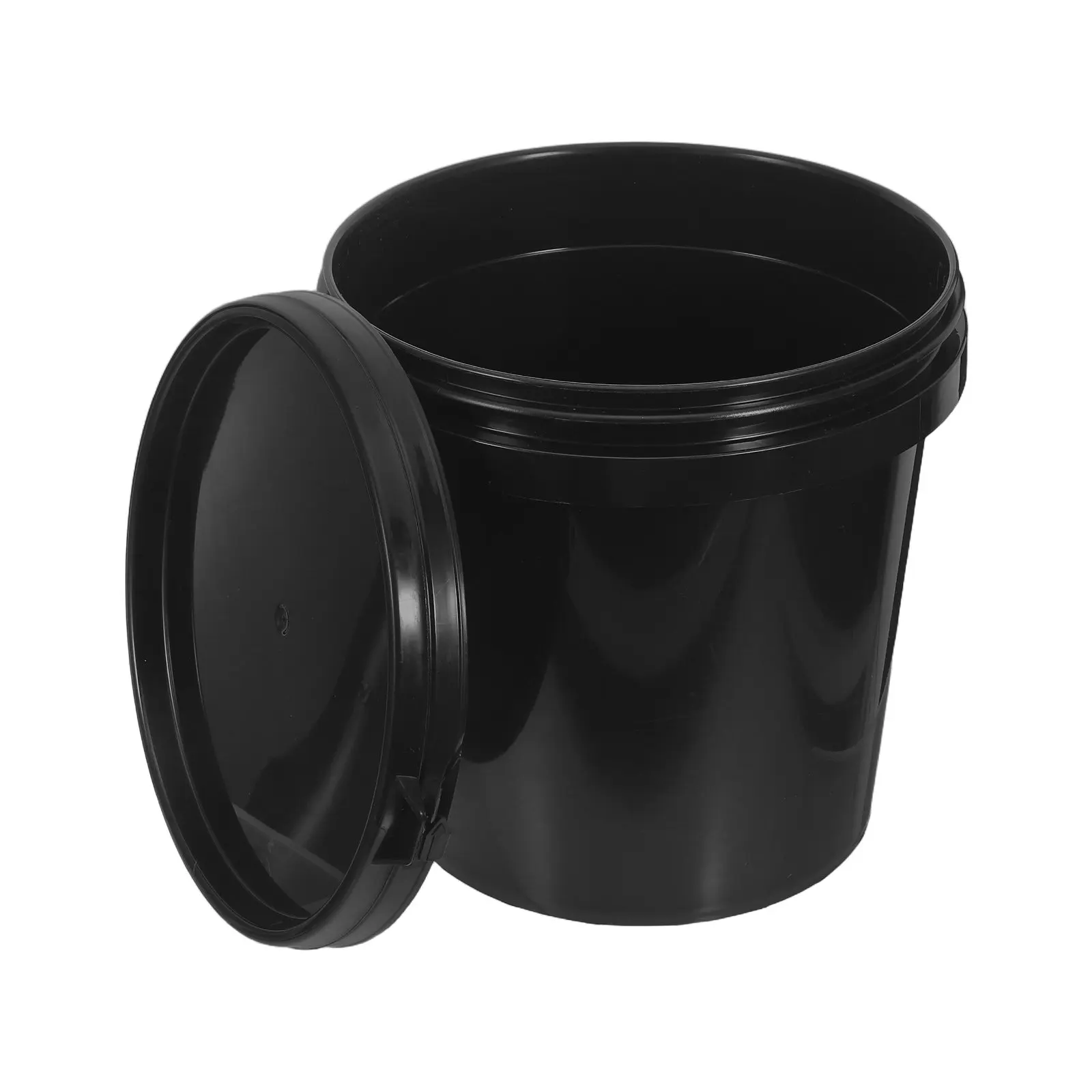 3L Plastic Paint Bucket Black Airtight Lid Round Pail Container Lightproof Storage for Leftover Paint Industrial Use
