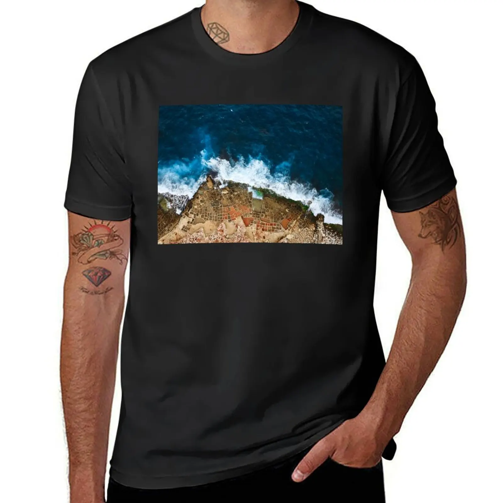 An aerial shot of the Salt Pans in Marsaskala Malta T-Shirt animal prinfor boys sports fans quick drying summer top men clothing