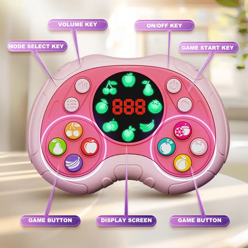 Children Level-breaking Quick Push Game Console Toys Fruit Matching Decompression Thinking Logic Concentration Handheld Kid Toys