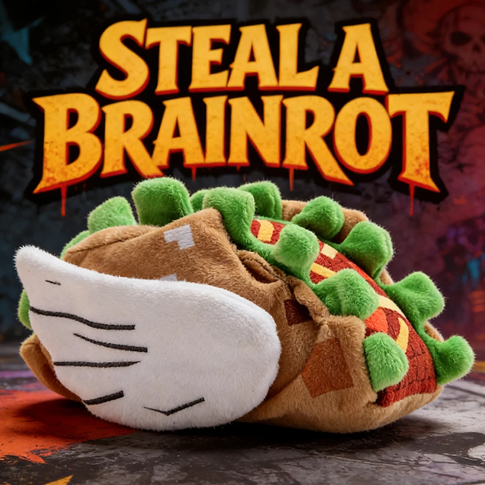 

18cm STEAL A BRAINROT Taco Lucky Block Plush Toys Cute House Doll Game Surrounding Taco Lucky Block Toy Kids Toys Birthday Gifts