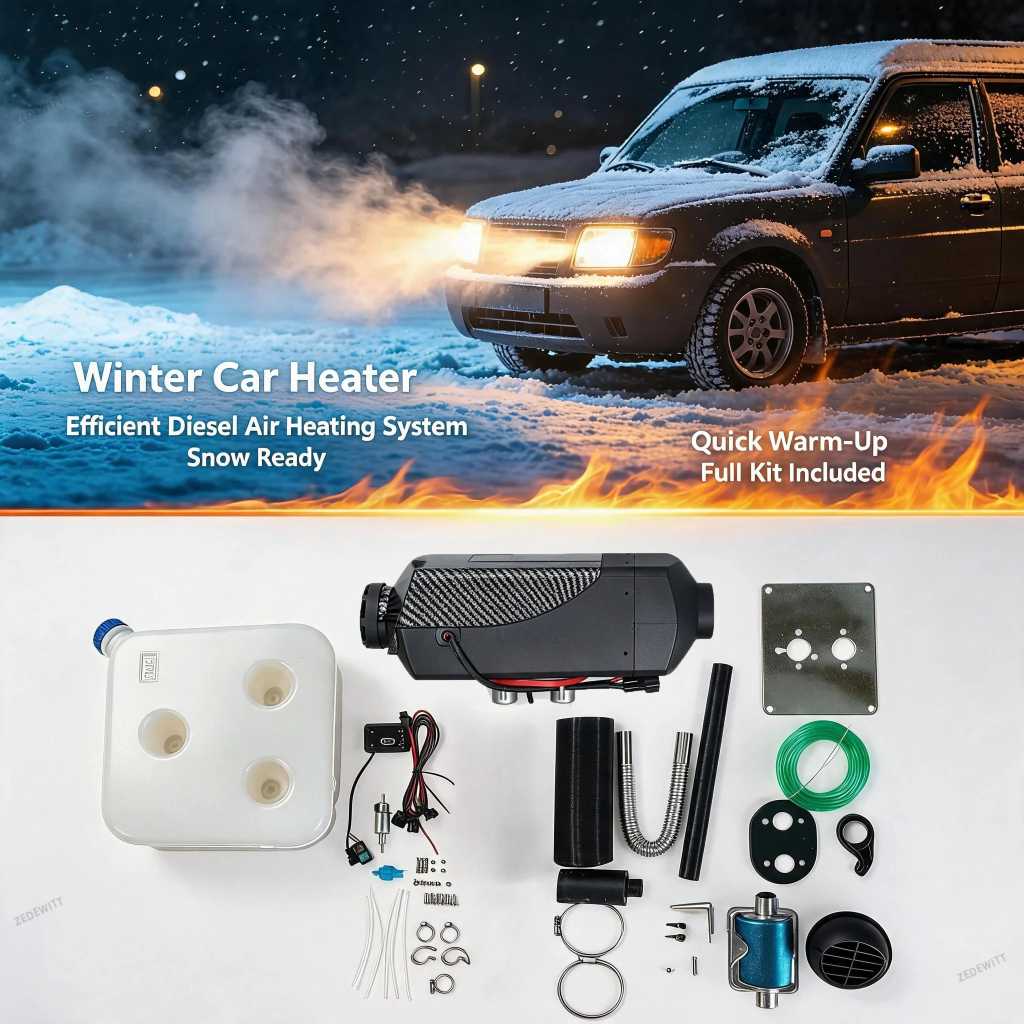 5KW 12V 24V Universal Diesel Parking Heater Auto Fuel Operated Air Heater Remote Control for Car Truck RV Boat Heating Supplies