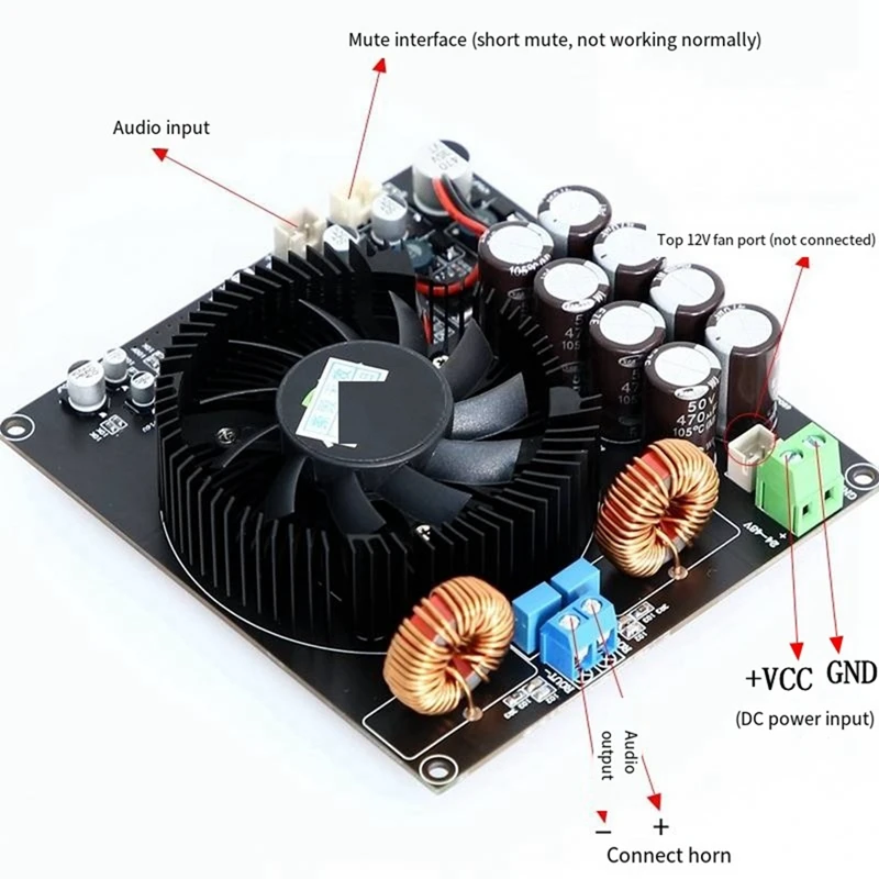 600W TPA3255D Power Amplifier Audio Board Class D Mono Sound Amplifiers Speaker Home Audio Amplificador With Radiator