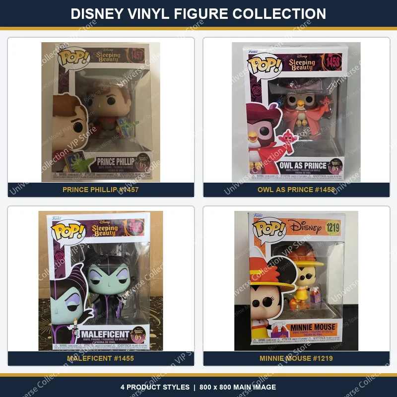 Figuras Coleccionables de Personajes Funko Disney: La Bella Durmiente, Aurora, Príncipe Phillip y Maléfica para Colección y Decoración de Escritorio