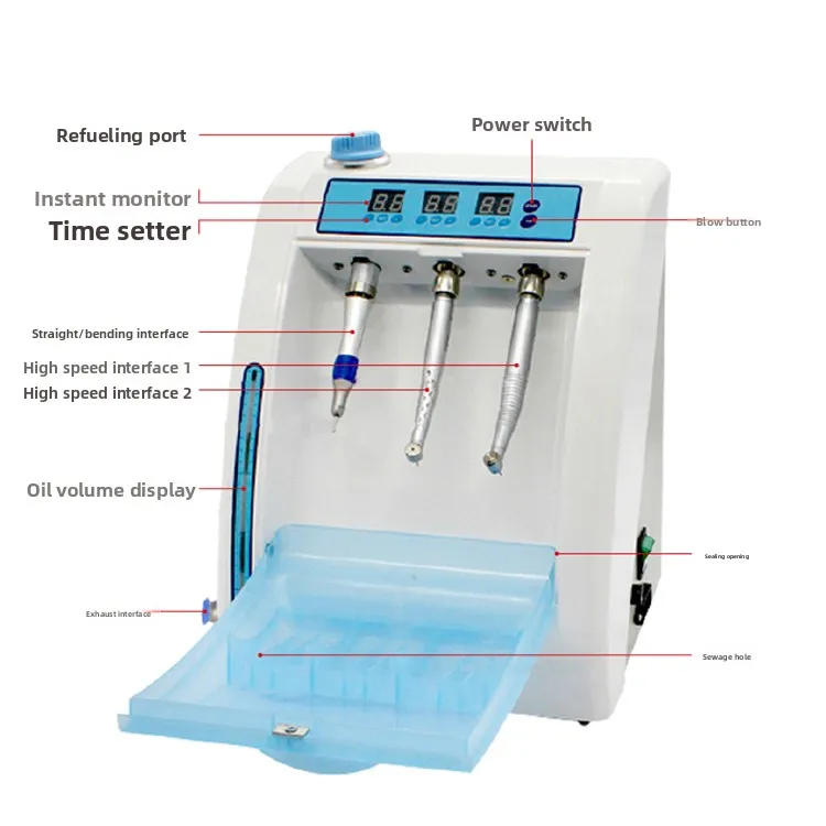 Intelligent Electric Dental Handpiece Lubricator 40W 300ml Oil Tank Laboratory Vertical Oil Cleaning for Oral Therapy