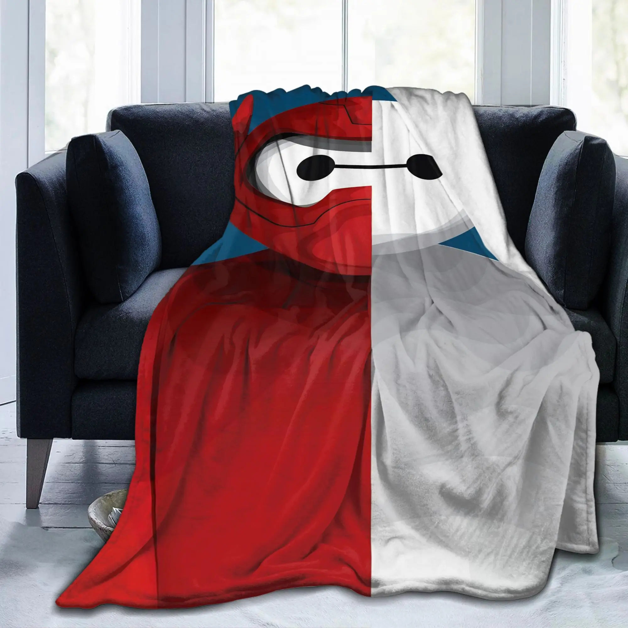 كبير بطل Baymax درع المرجان الصوف أفخم رمي البطانيات هيرو حمادا للسرير بطانية محبوكة السفر سوبر لينة متعددة الوظائف #2