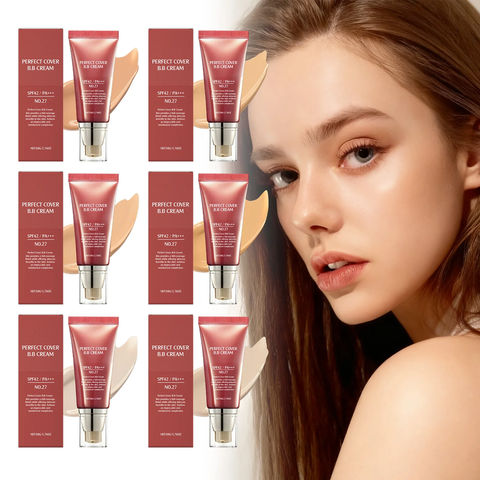 كريم أساس بي بي لترطيب البشرة وتفتيح البشرة ومقاوم للماء والتحكم في الزيوت وحمض الهيالورونيك كريم بي بي عالي التغطية لكريم الوجه