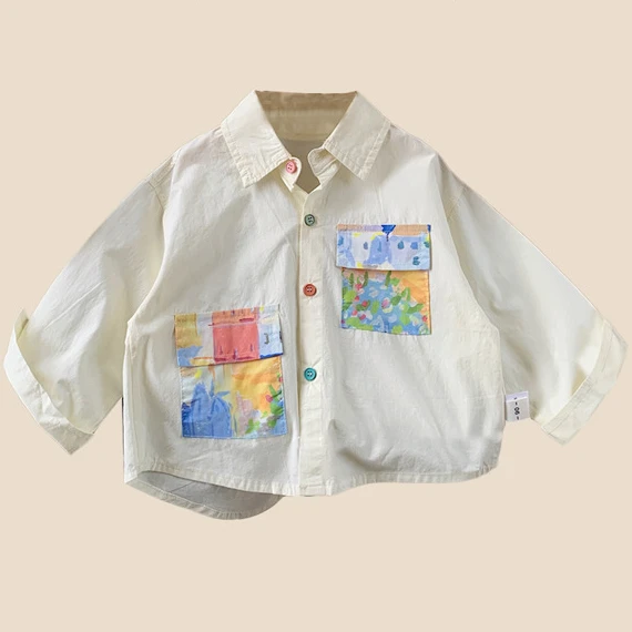

Boys' Shirts Summer 2024 New Fashion Children's Leisure Long sleeved Shirts Students Summer Top