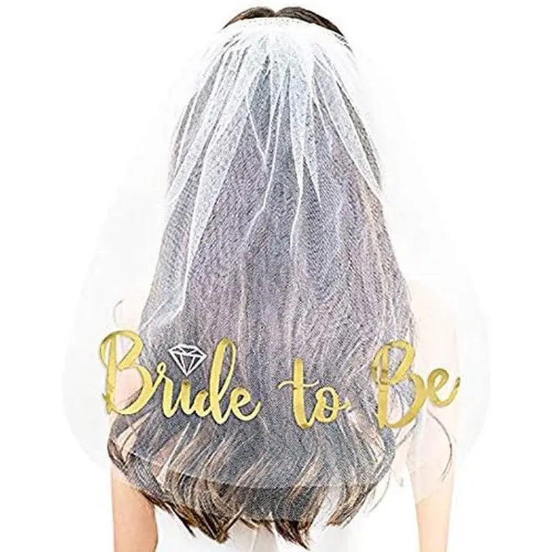 PESENAR Rose Gold Print Bride to be Veil for Bachelorette Party Supplies Bridal Shower Wedding Decorations