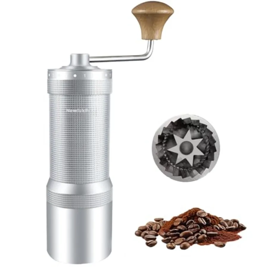 

Ручная кофемолка M7, емкость 35 г, семисегментная жернова с заточкой, 48 настроек помола для ручной кофемолки, для заваривания кофе методом пуровер