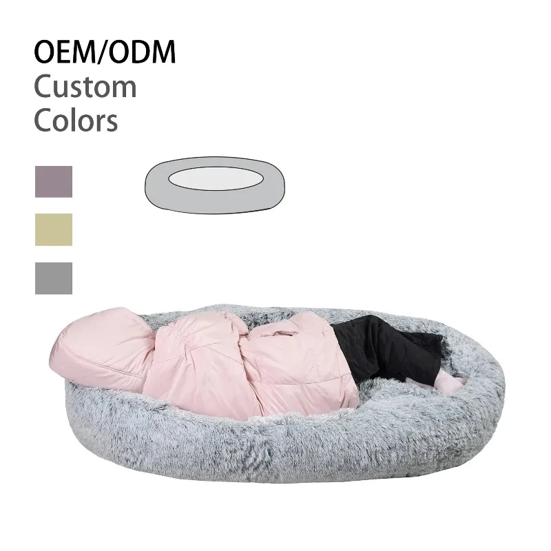  pet bed Custom Luxury Plush Solid Donut Washable XXL Removable Memory Foam Human Dog Bed for Adults
