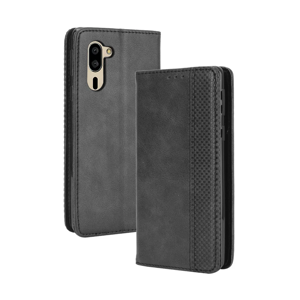 Flip Retro Style Leather Magnetic Closure Phone Cover For Sharp Simple Sumaho 5 5.5 inch Card Slot Wallet Fall prevention Case