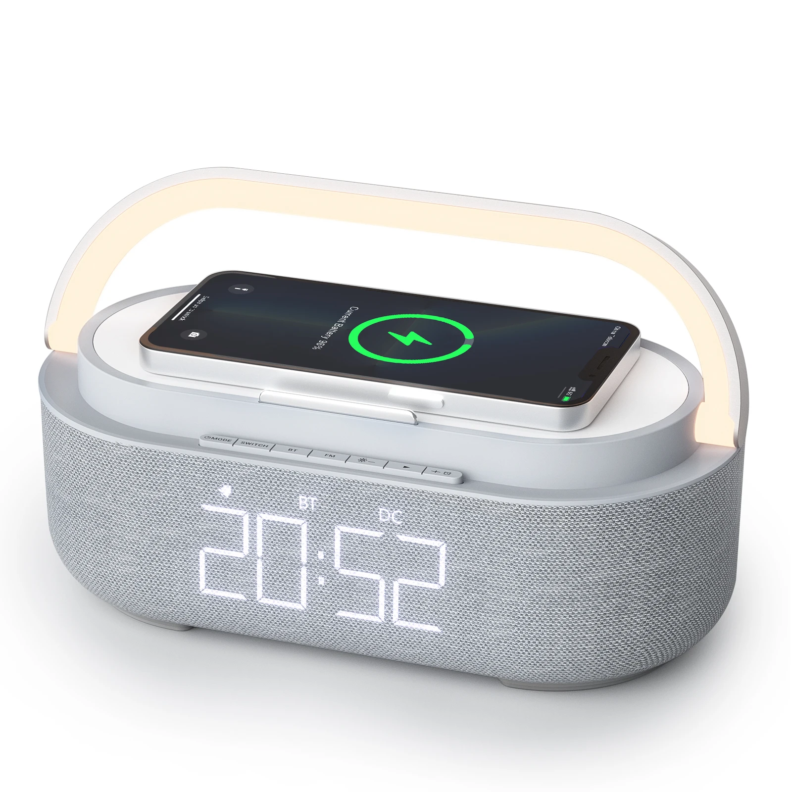 Digital Alarm Clock FM Radio Bluetooth Speaker Wireless Charger Snooze Lamp for IPhone 14/13/12/11 for Huawei P30 Pro Mate 20