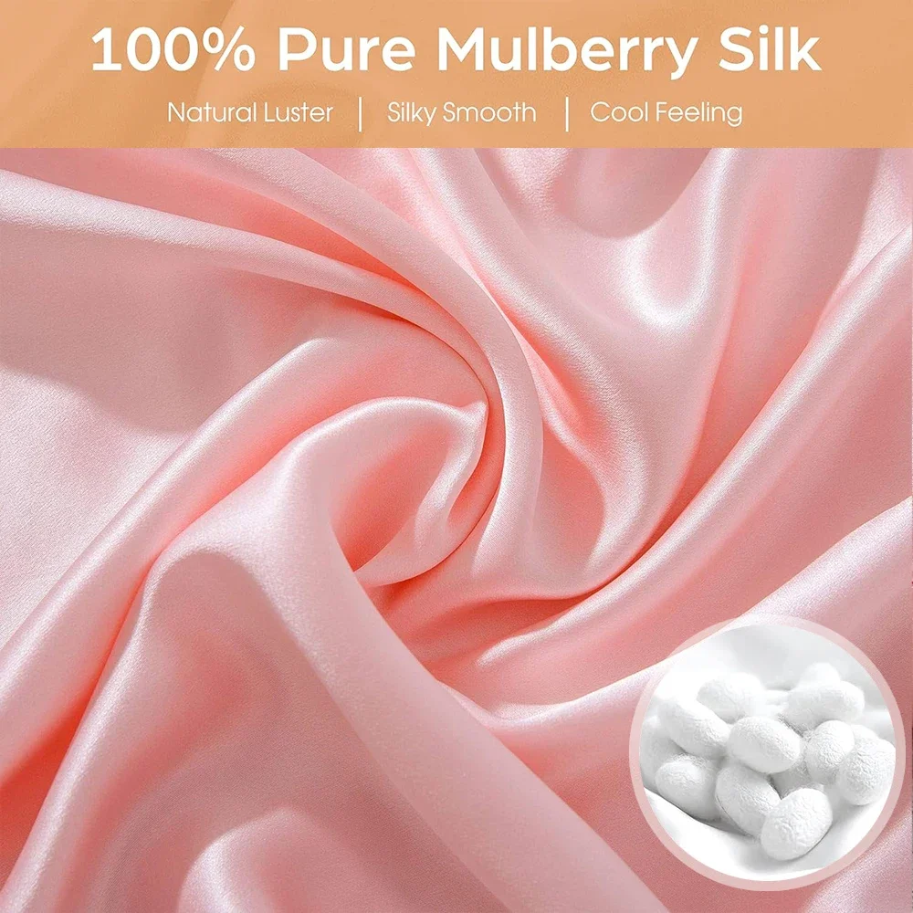 100% Pure Real Silk Pillowcase Two Sides Natural Mulberry Silk Pillow Case with Hidden Zipper Soft Breathable Good for Hair&Skin