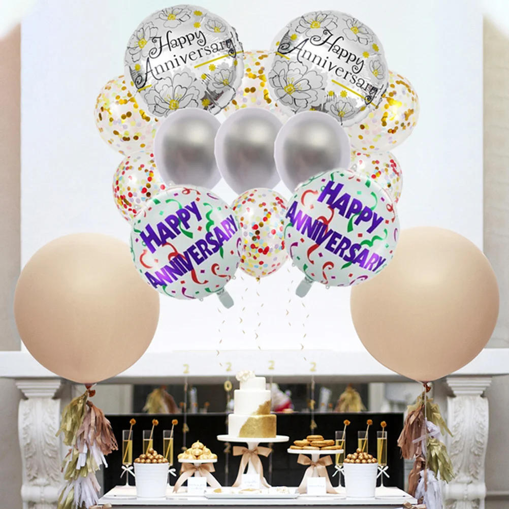 

1 set 1 Set Happy Anniversary Balloons Aluminum Film Party Decor Unique Modeling Photo Props Festival Decoration Balloon