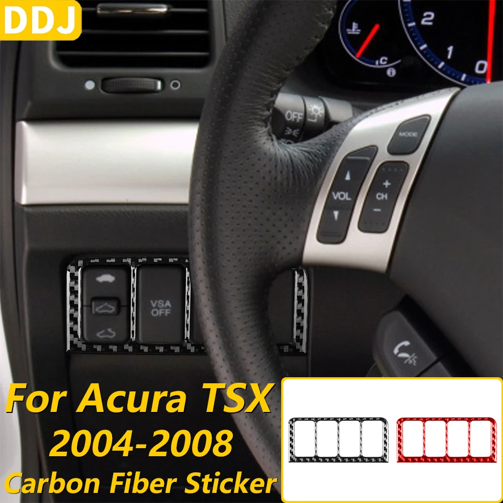 For Acura TSX 2004-2008 Carbon Fiber Driver's Side Rear Tailgate Trunk Switch Frame Panel Cover Trim Car Accessories Sticker