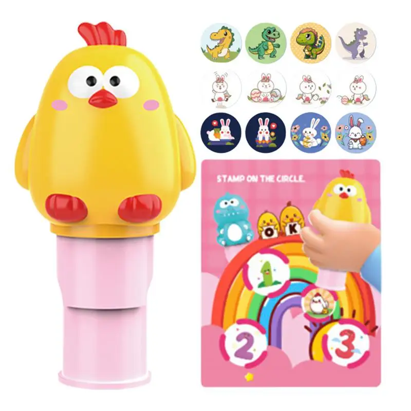 

Children Stamp Sticker Toy Arts and Crafts Fidget Toy with 200 Stickers for Kids Cartoon Refillable Stickers Stamper for Kids