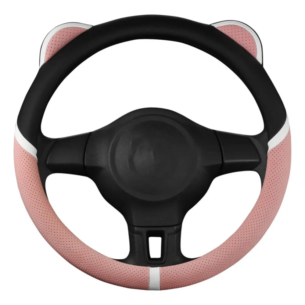 Cute Breathable Car Steering Cover Anti Slip Sweat Absorbing Handle Cover 38cm Circular Steering Wheel Sleeve Car Decoration
