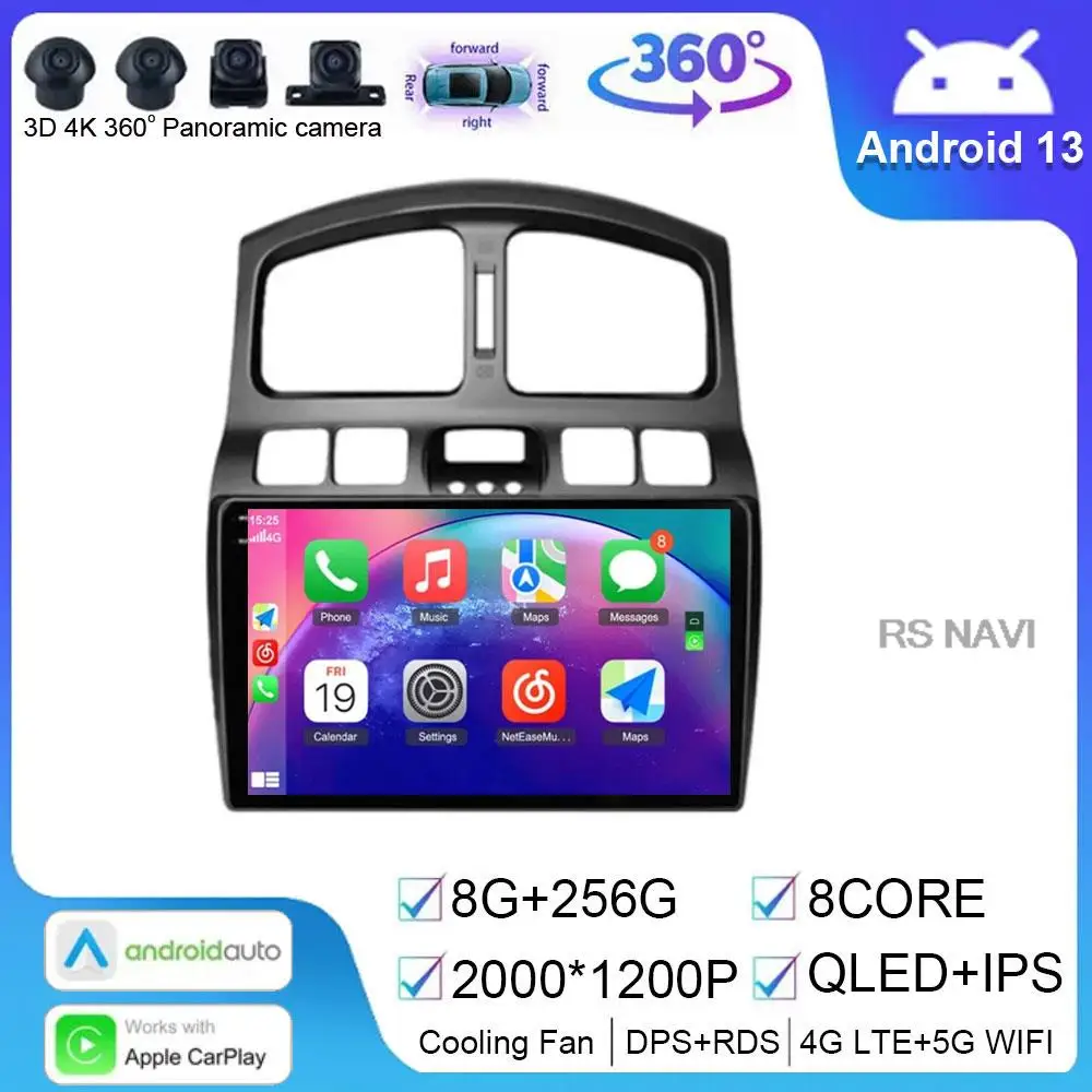 

Автомагнитола с GPS-навигацией и мультимедийным проигрывателем, DSP Carplay, Android 14 для Hyundai Classic Santa Fe 2005-2015, JAC S1 (265) 1 2007