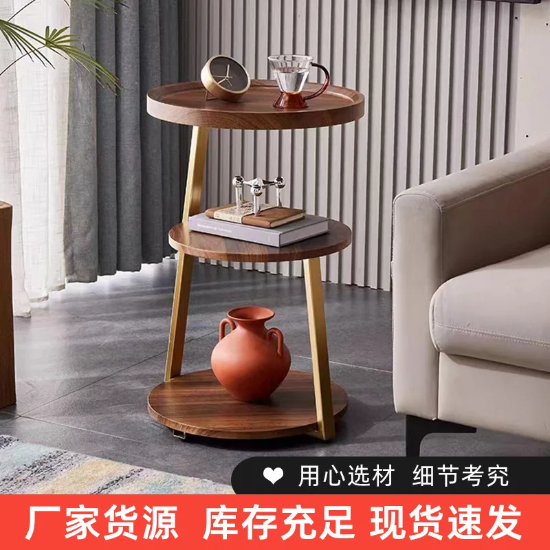 AOLIVIYA Tea Coffee Table Nightstand Storage Rack Sofa Corner Side End Stand Nordic Three Layer Floor Light Luxury Home