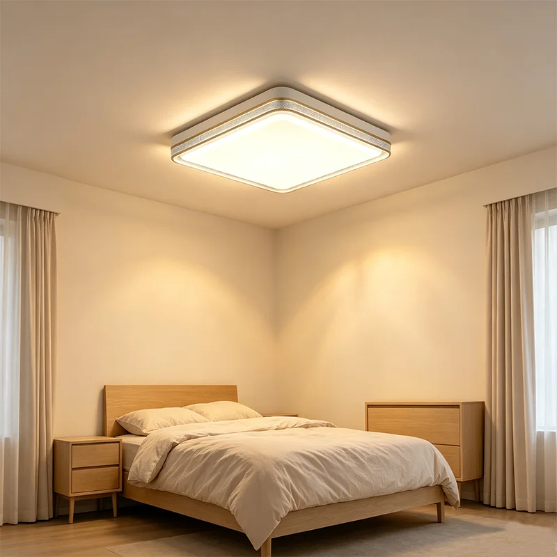 Modern Square LED Ceiling Light Gold Border 3 Color Dimmable Flush Mount Ceiling Lamp for Living Room Home Indoor Lighting