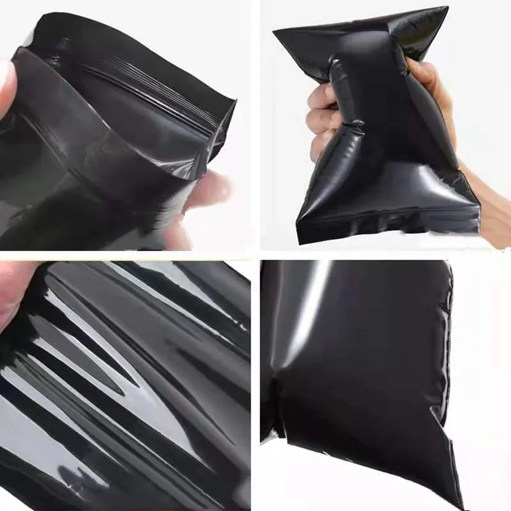 100Pcs Black Zip Lock Plastic Bag Zip Grip Seal Resealable Grocery Gift Craft Storage Pouches Reclosable Ziplock Package Bags