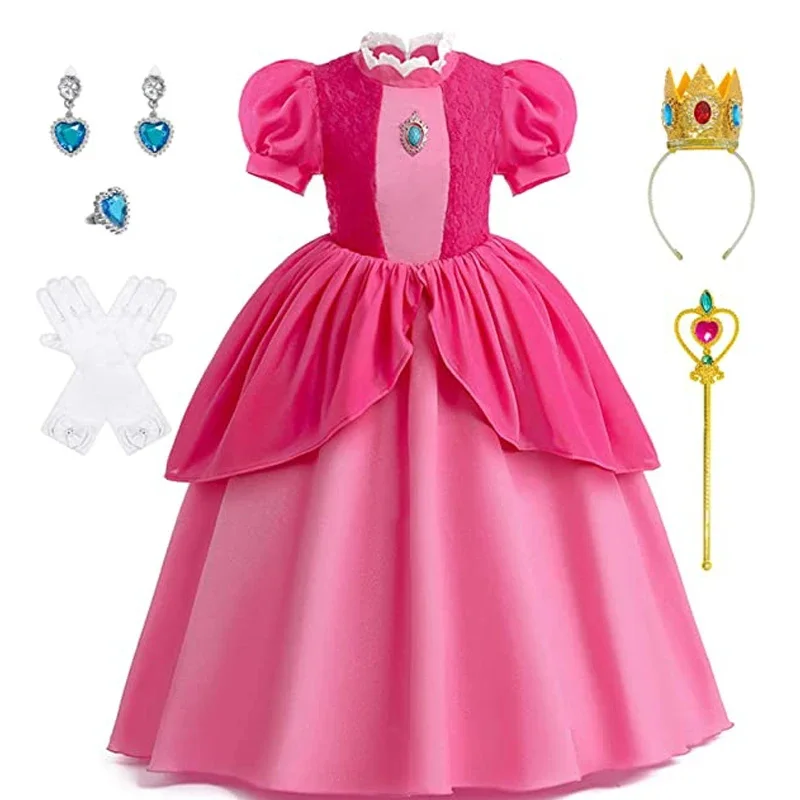 

2024 Easter Carnival Children Costume Girl's Cosplay Peach Princess Dress Kids Birthday Party Outfit Stage Performance Clothes