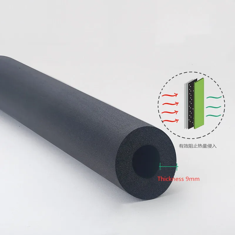 1.8mの黒いスポンジゴムパイプ,防水パイプホルダー,管状断熱材,保護スリーブ,空調継手