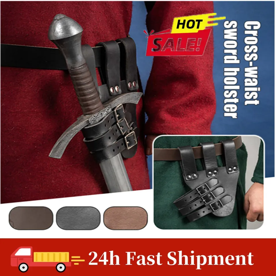 الجلود القرون الوسطى فايكنغ LARP السيف حزام غمد قابل للتعديل غمد حامل فارس المحارب تأثيري ملحق سيف ذو حدين الحافظة الضفدع جديد