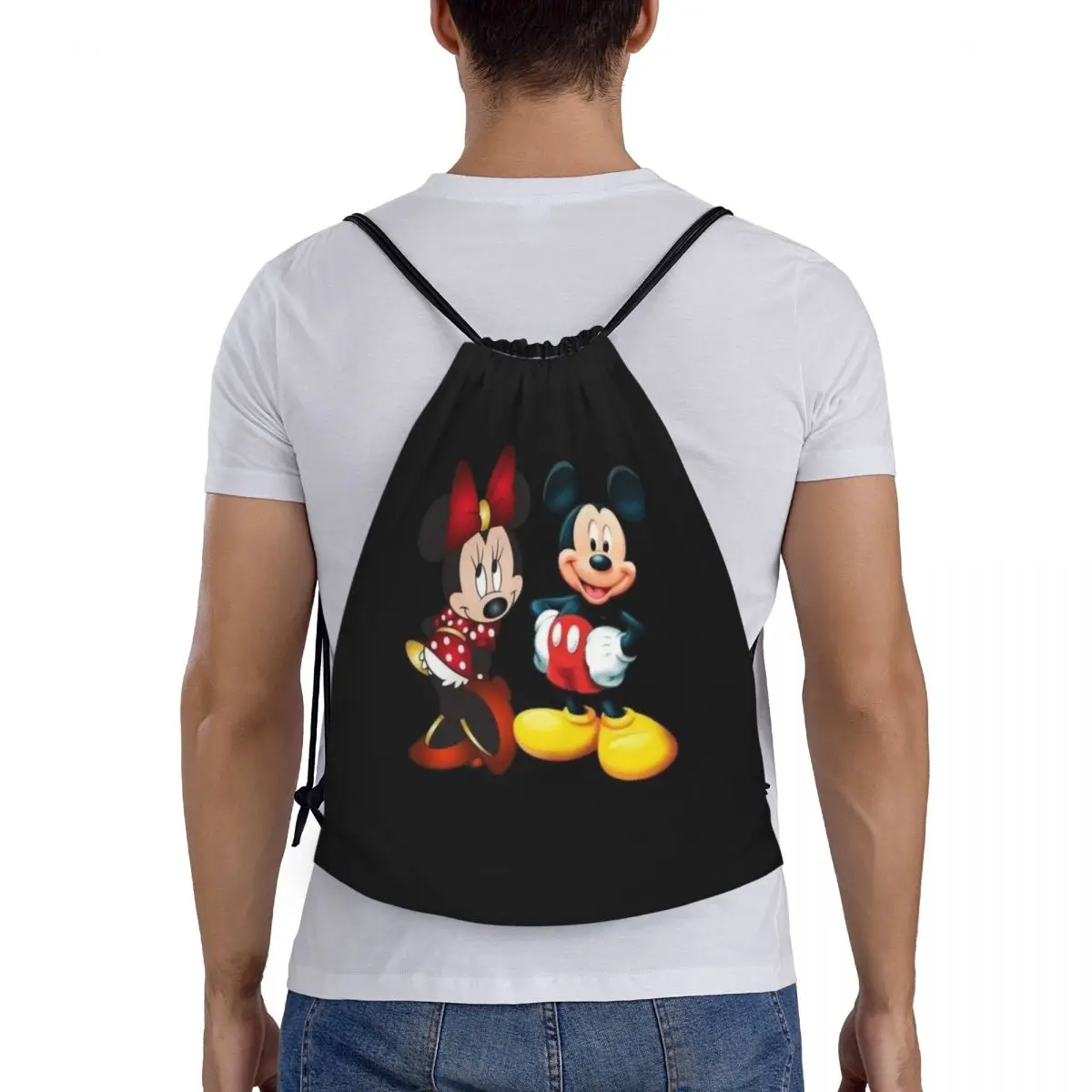 Custom Mickey Mouse Minnie Drawstring Bags Men Women Lightweight Sports Gym Storage Backpack