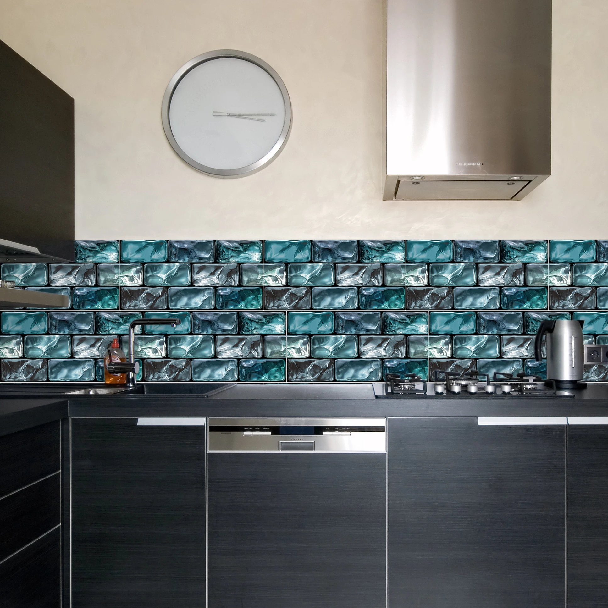15x30CM Peel and Stick Vinyl Backsplash, 3D Marble Design Self-adhesive Tile Sticker Kitchen and Bathroom, Waterproof Removable