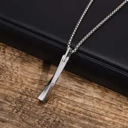 Vnox Minimalist Tungsten Carbide Mobius Bar Necklaces for Men,Geometric Pendant Collar Jewelry with Stainless Steel Box Chain