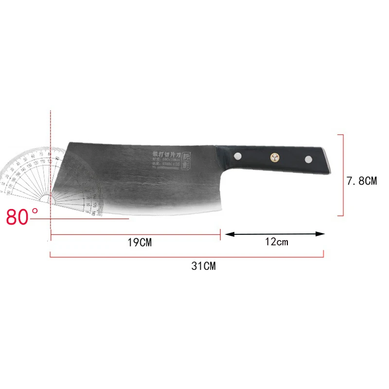 7.5 Inch Chinese Chef Knife Wood Handle Sharp Cleaver Slicing Handmade Forged Kitchen Knives For Cutting Vegetables And Meat