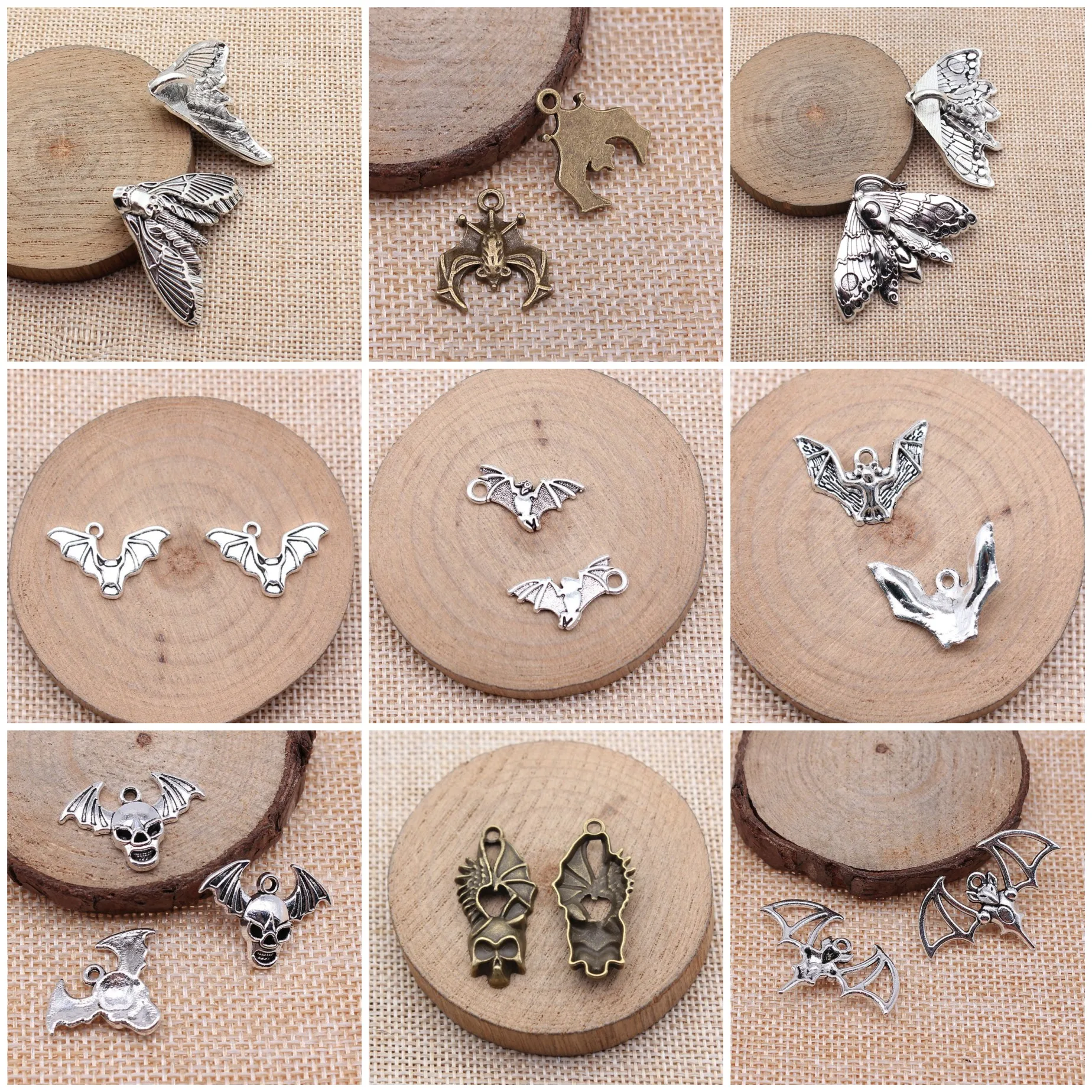 Vintage Bat Moth Night Insect Charms Pendant Halloween Gothic Charms For Jewelry Making Bracelet Necklace DIY Craft Bulk