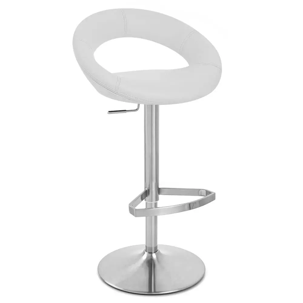 

White Crescent Adjustable Height Swivel Armless Bar Stool
